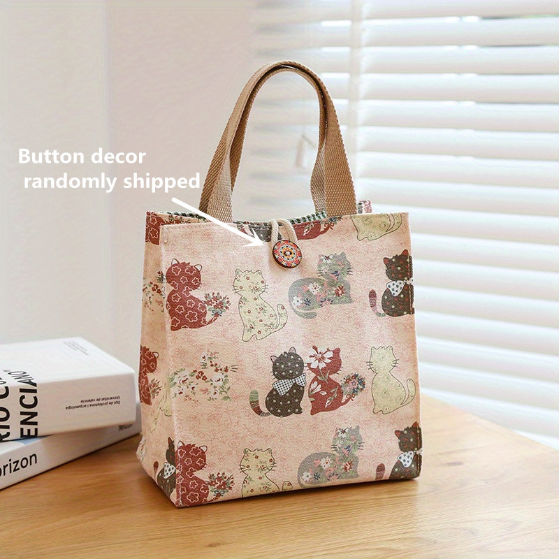 Cartoon Canvas Lunch Bag Butterfly Cat Bento Office Workers Mothers
