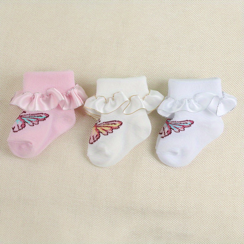 Calcetines 100% algodón con diseño de mariposas para niños