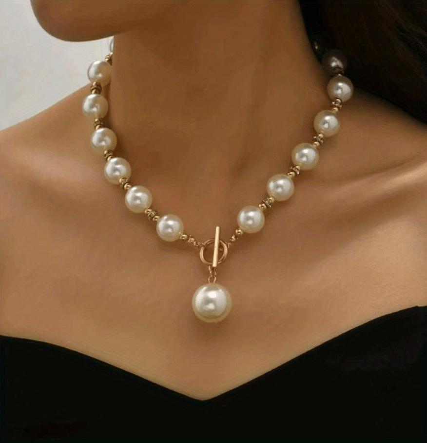 Faux Pearl Decor Necklace Elegant Short Clavicle Chain Necklace All Match  Jewelry Accessories For Women Girls