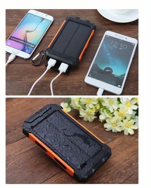 solar power bank 20000mah solar charger portable charger external battery pack usb c input output port waterproof solar panel charger with dual led flashlights for ios android and outdoor camping details 5