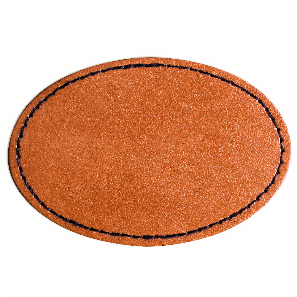 50 Pcs Laser Engraved Marking Faux Leather Patch - Oval (3“ x 2”)