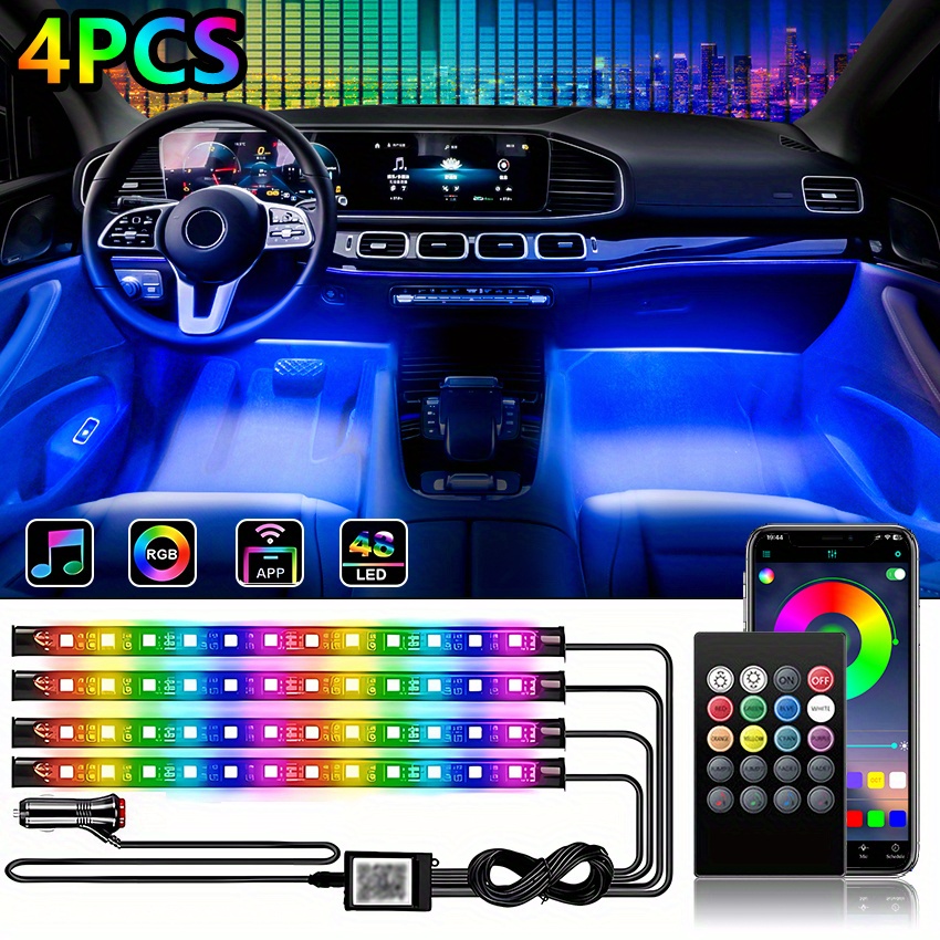 Car Led Lights 48led Interior Lights Smart App Control - Temu