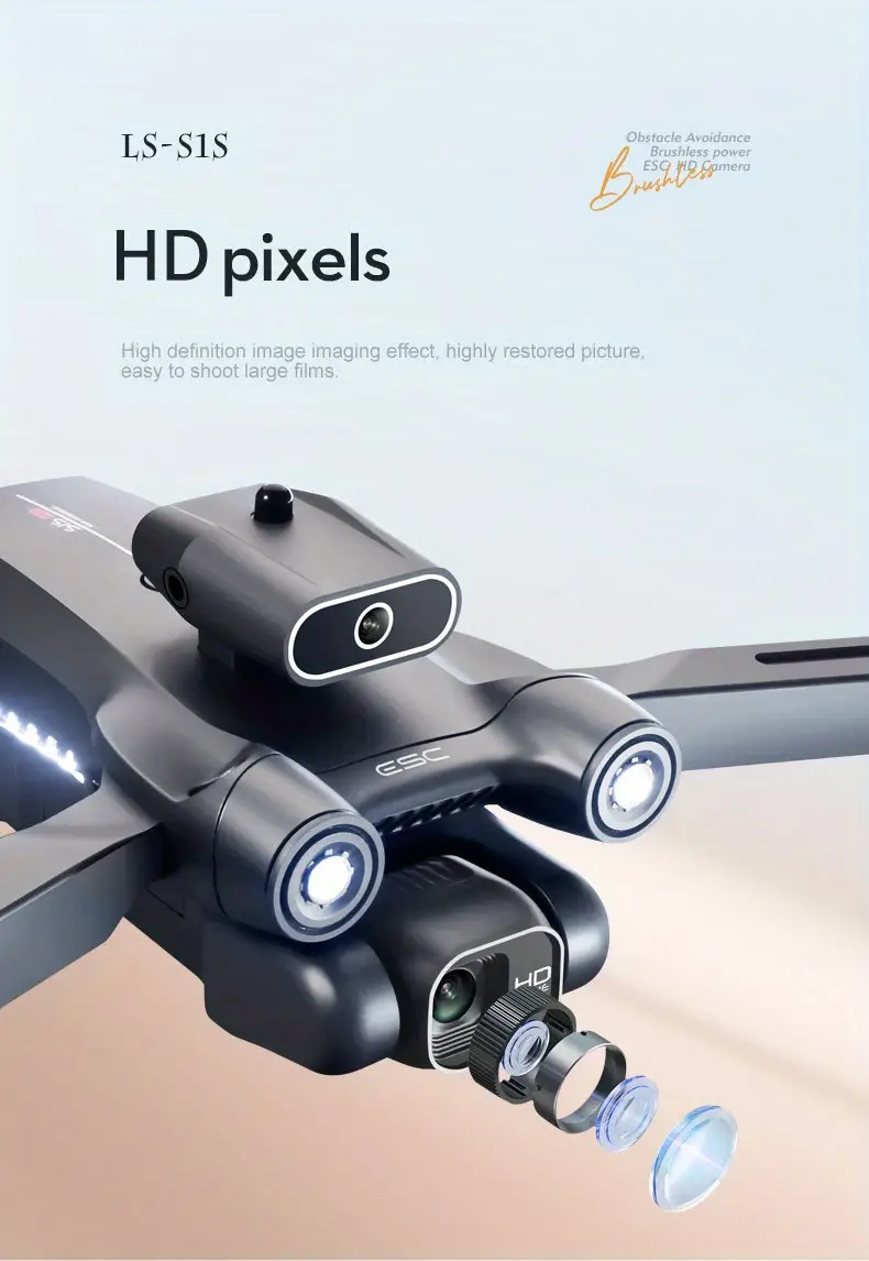 ls s1s brushless foldable drone with dual camera hd fpv obstacle avoidance 90 ajustable lens 360 flip optical flow positioning includes carrying case gift for boys and girls details 9