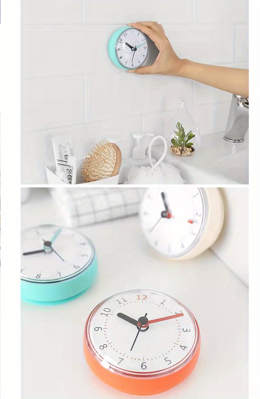 JIBANG Reloj de baño impermeable con ventosa, relojes de escritorio para  baño, 4 pulgadas, silencioso, sin tictac, evita la niebla, reloj de pared