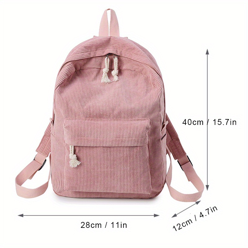 Solid Color Corduroy School Backpacks Kawaii Preppy Style Temu