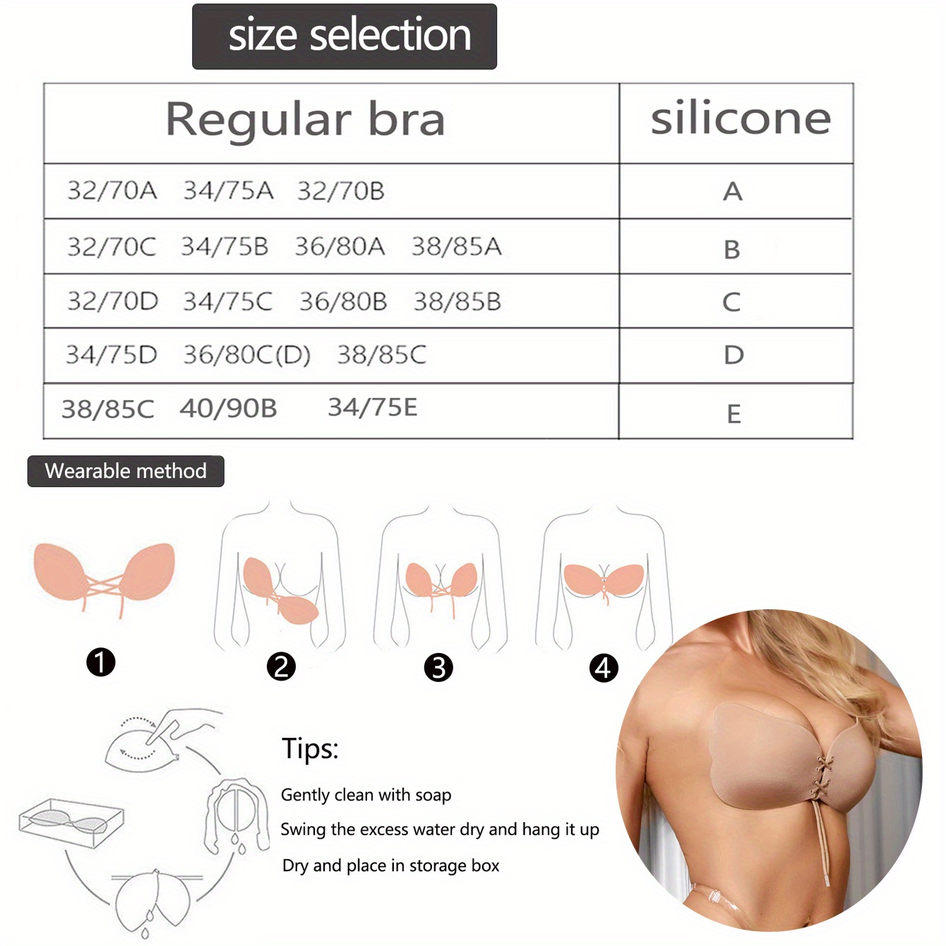 Women's Invisible Push Bra Silicone Adhesive Strapless - Temu