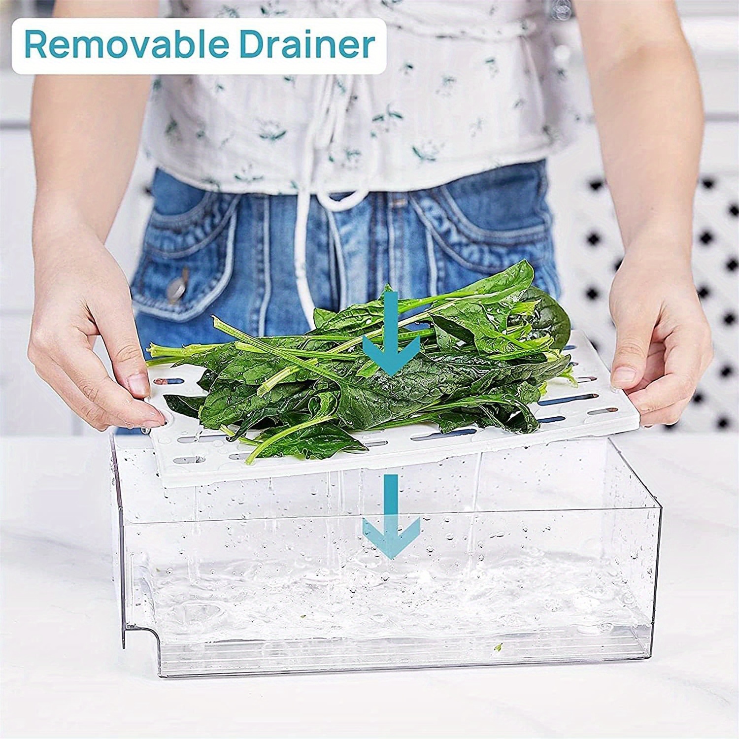 Bpa free Refrigerator Organizer Bins With Draining Pad Clear - Temu