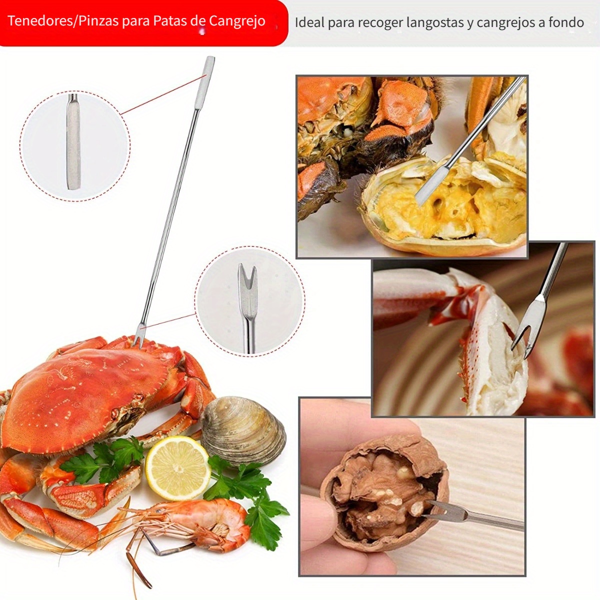 Umifica 5 Pcs Cangrejo Acero Inoxidable - Mariscos Herramientas Mariscos  Tenedores - Cangrejo para Patas Cangrejo, Caracol, TenAperitivo :  .es: Hogar y cocina