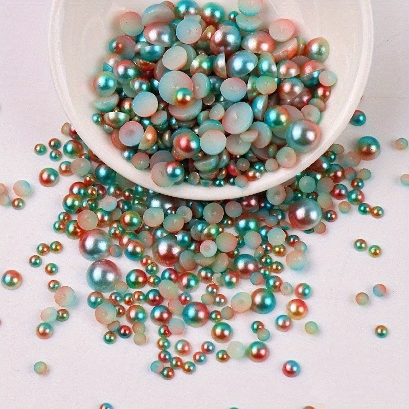 200pcs / Set 4mm ABS Flatback Pearls Beads Multicolor Half - Temu