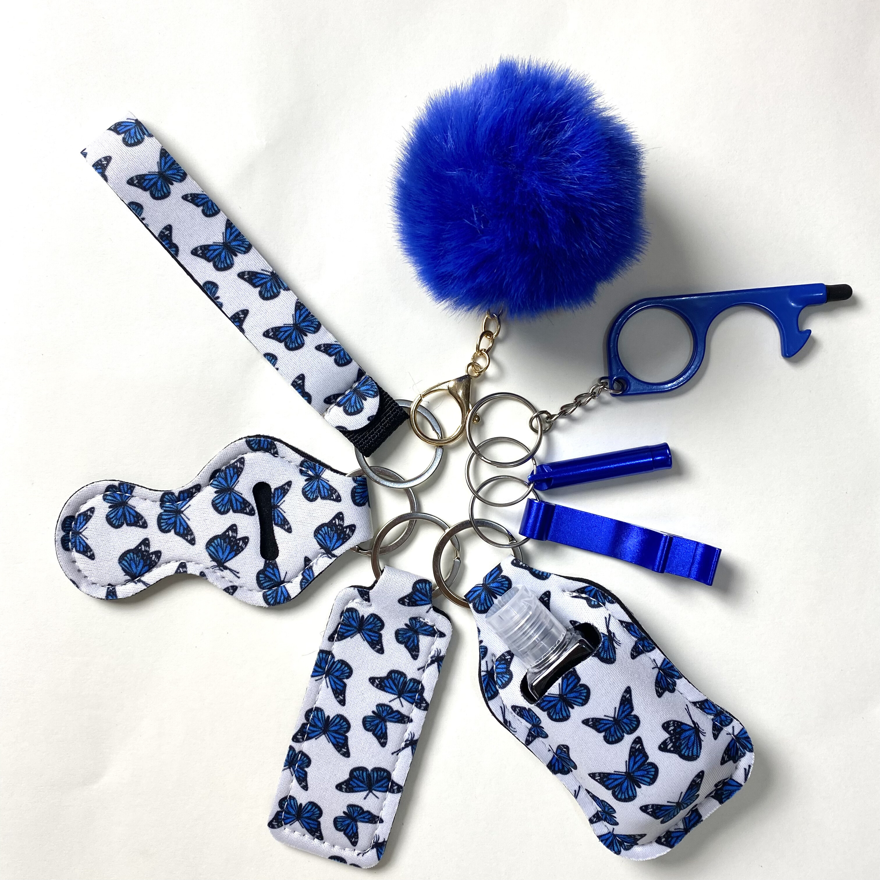 Blue Butterfly Self Defense Keychain Combo Set Black / Gold / Gold