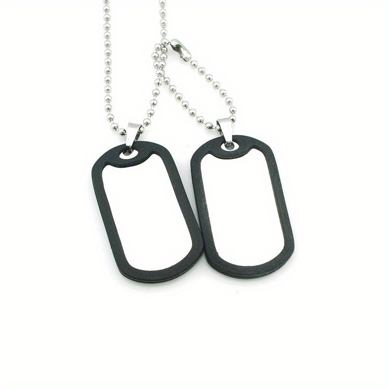 New Hot Men Military Army Style Black 2 Dog Tags Chain Beads