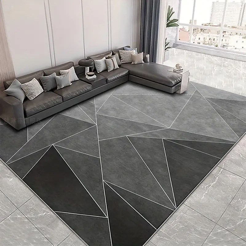 Modern Geometric Velvet Rug - Soft & Non-slip Machine Washable Mat
