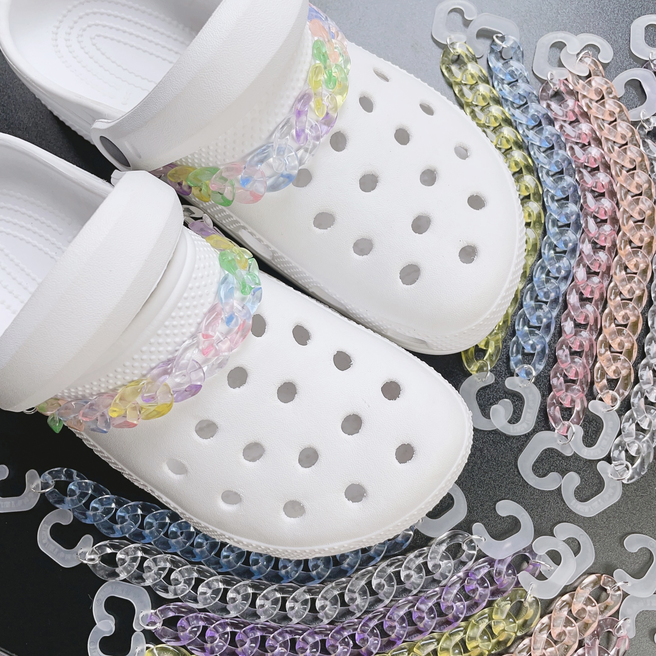 2Pcs Bling Croc Chains for Clog Shoe Decoration Metal Chain for Shoes  Charms Croc Decoration Sandals for Women Girls Party Favors Birthday Gifts