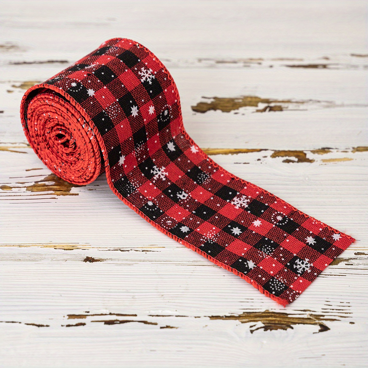 Red And Black Plaid Burlap Ribbon Wired Ribbon Christmas - Temu