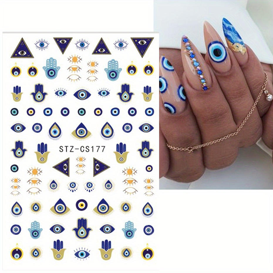  12 Colors Evil Eyes Nail Art Stickers, 3D Funny Eye