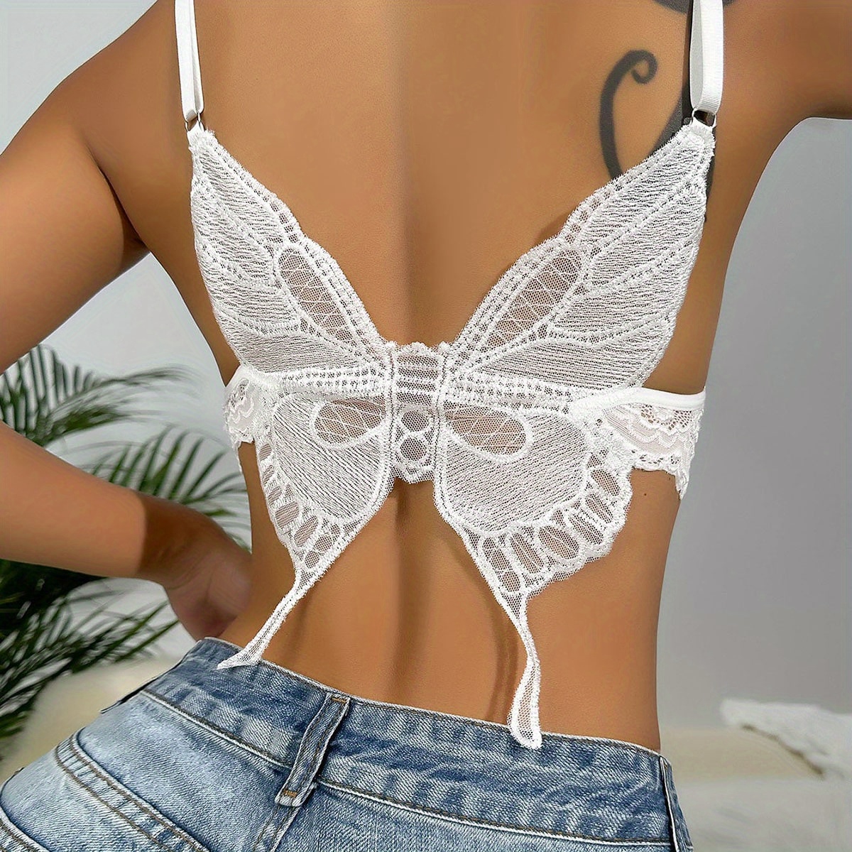 Contrast Lace Push Bra Sexy Butterfly Embroidery Intimates - Temu