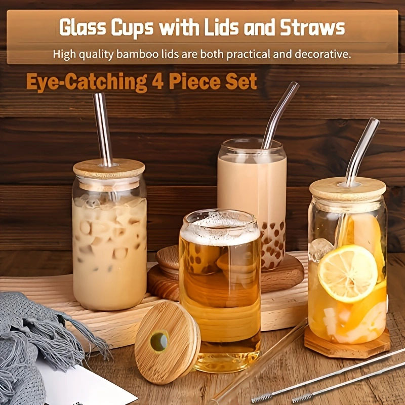 1pc Brown Plastic Straw Cup For Coffee, Milk Tea, And Bamboo Design Straw  Cup