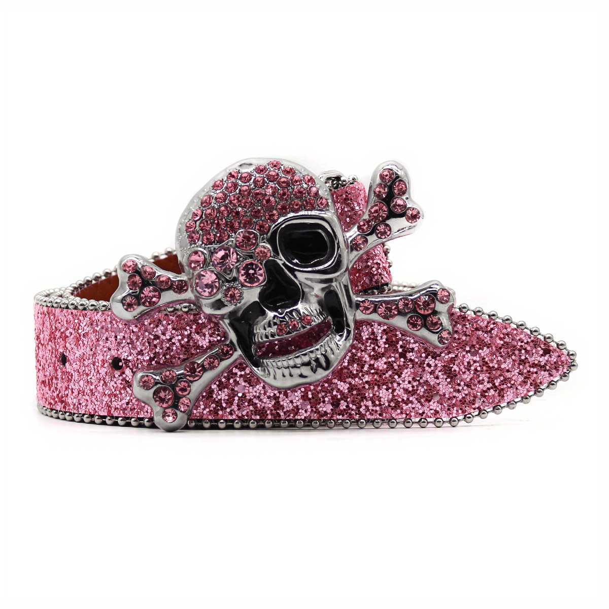 punk skull head studded belt luxurious strap crystal inlaid  display picture 1