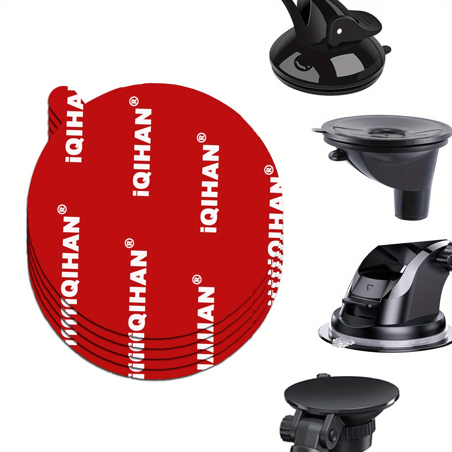 5pcs * Extra Strong * Sticker Pads for Car Dashboard Suction Cup Mounts - Double-Sided, High Quality, 80mm (3.15&*;) Red Circular Replacement Discs for Dash Cam/GPS/Phone Holders, Heat Resistant &amp; Versatile * Use, Double-Sided Design, High * *