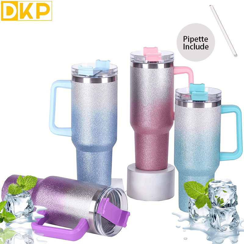 Dkp Portable Insulated Tumbler With Handle And Straw Lid - Temu