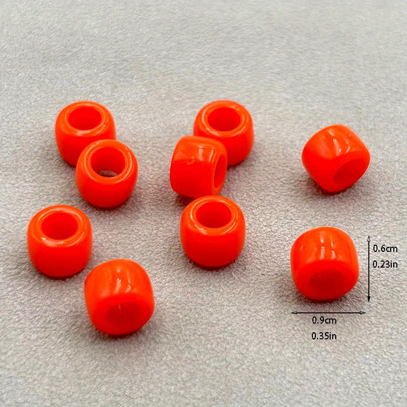  1000Pcs Pony Beads Bracelet 9mm Orange Plastic Barrel