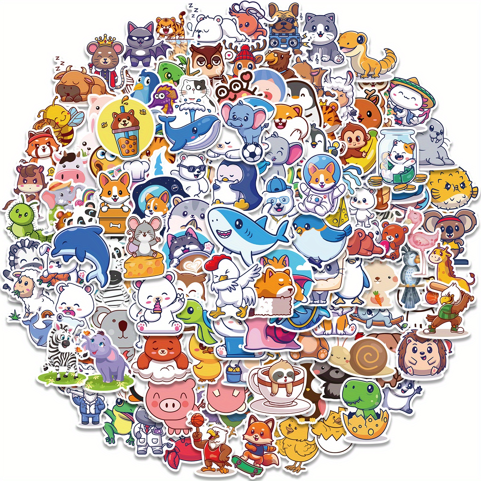 Cartoon Animal Stickers Cute Animal Stickers Kindergarten - Temu