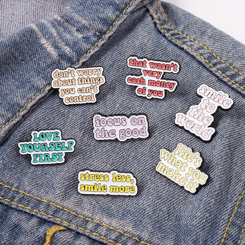 Novel Funny Quote Enamel Pins Badges Letters Dialog Bag - Temu