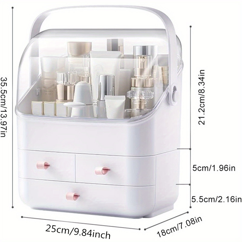 Makeup Organizer With Drawers, Dustproof Bathroom Bedroom Vanity Organizers  And Storage, Ideal For Desk And Dresser Countertops, Great For Cosmetics,  Skincare, Lipsticks - Temu