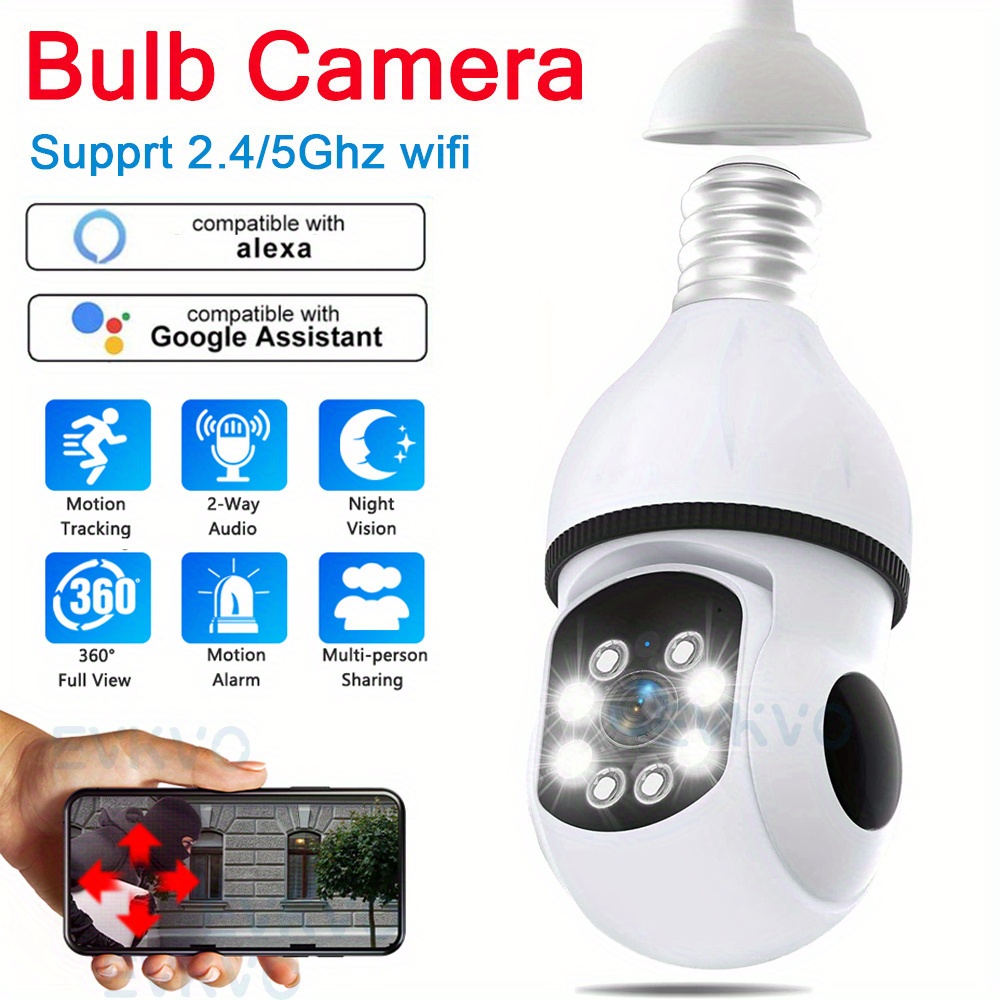 Hd 1080p 5ghz 2 4ghz Light Bulb Security Camera Home Camera Wifi 360 Degree Pan Tilt Panoramic