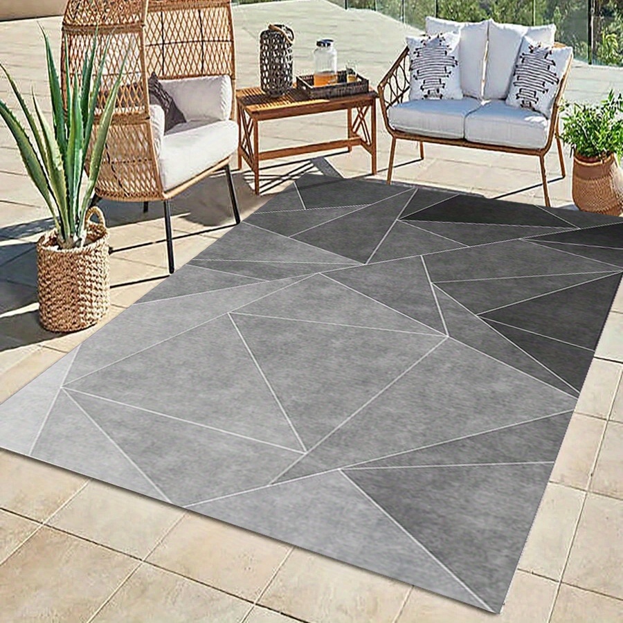 Modern Geometric Velvet Rug - Soft & Non-slip Machine Washable Mat