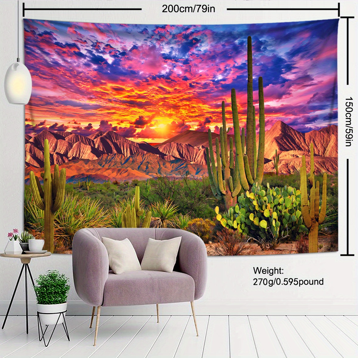 Mountain Tapestry Desert Cactus Tapestry Sunset Clouds Temu