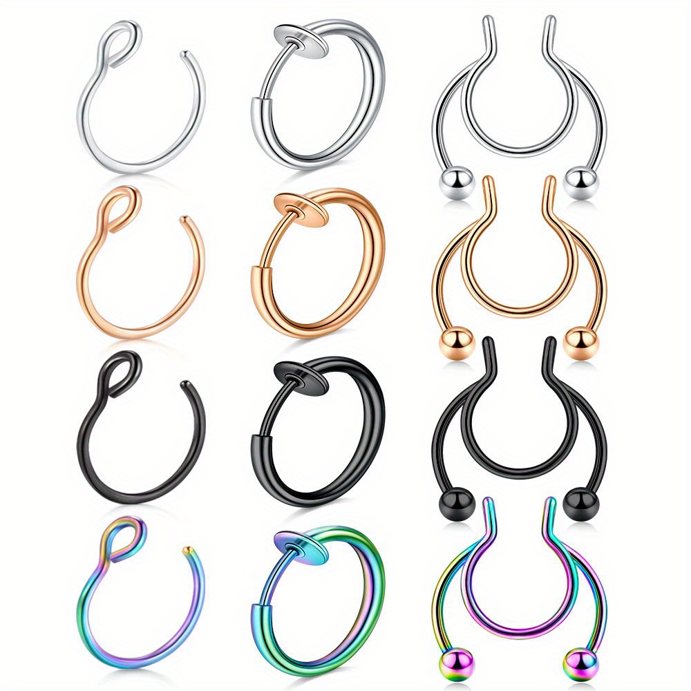 Non Piercing Fake Nose Septum Piercing Ring Fake Nose Ring - Temu