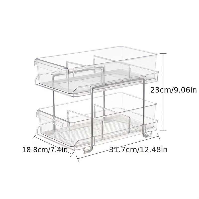 2 Tier Clear Pull out Organizer Food Pantry With Lid/divider - Temu