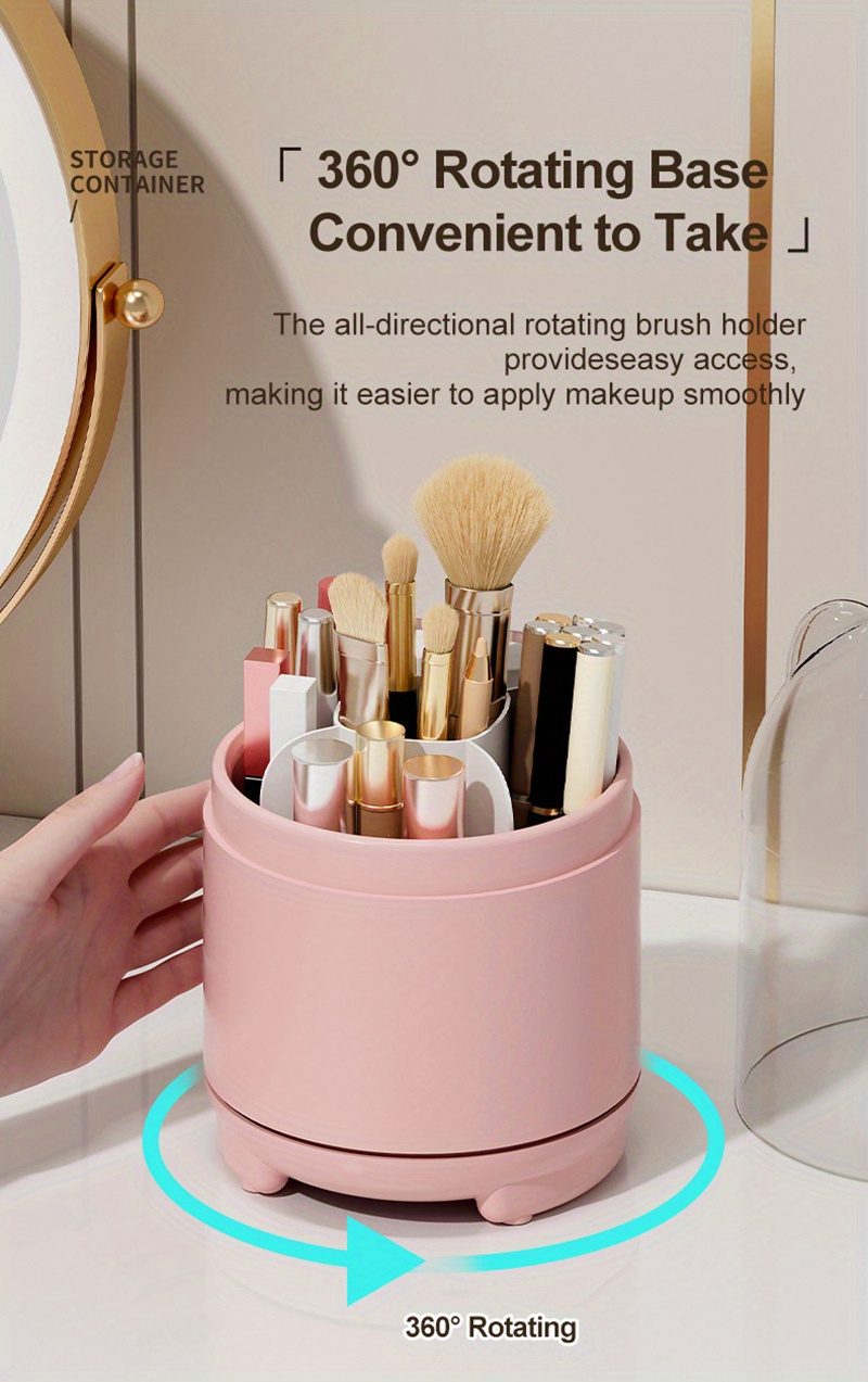 360° Rotating Makeup Brushes Holder With Lid Lipstick Organizer Cosmetic  Storage Make Up Tools Box Jewelry Pencil Case Container