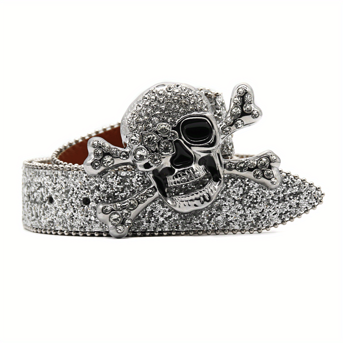punk skull head studded belt luxurious strap crystal inlaid  display picture 2