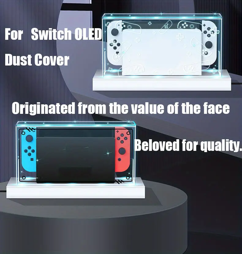 dust cover luminous base for switch oled special protective case for switch special transparent scratch resistant waterproof transparent acrylic protective case acrylic host protective case details 4