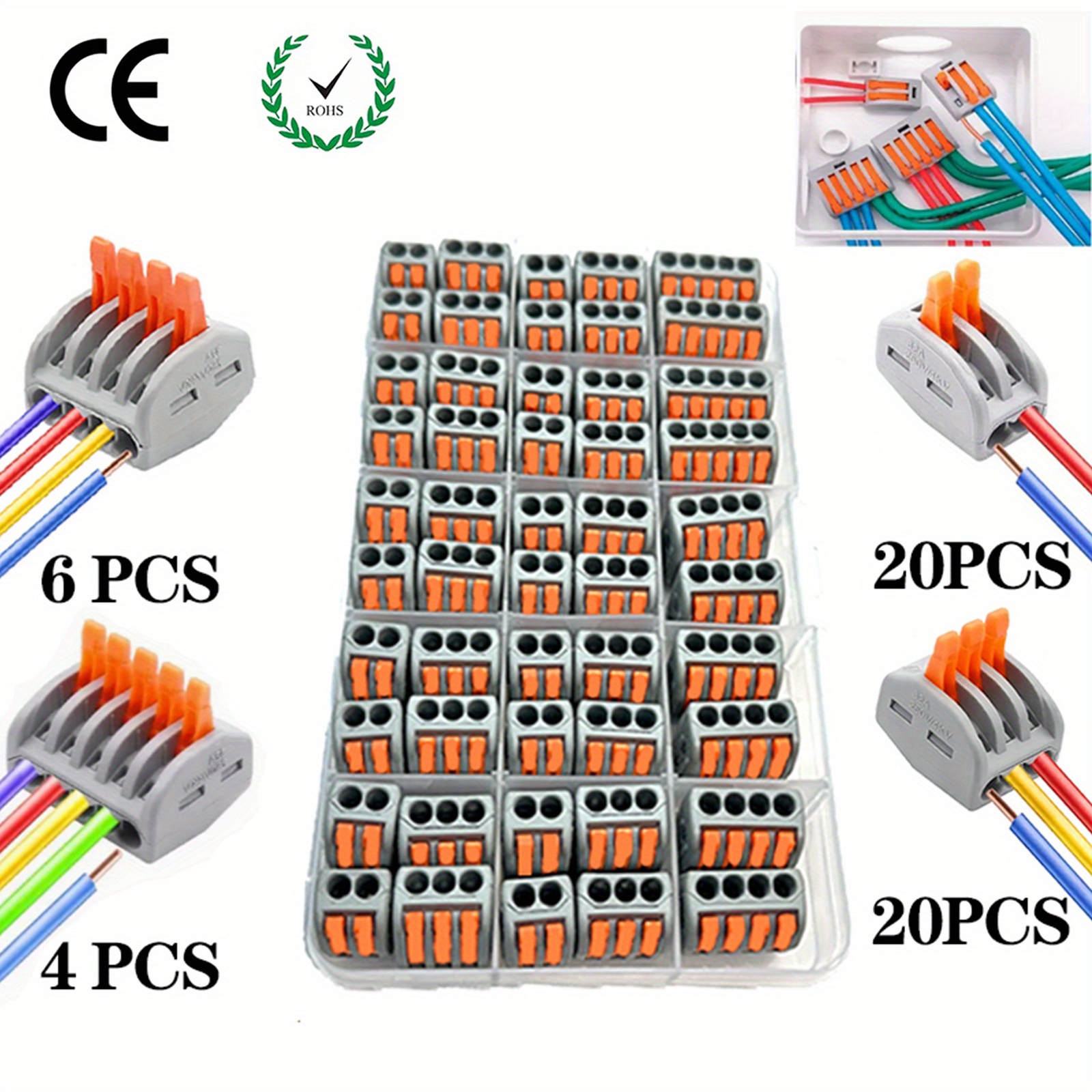 90 piezas de conectores compactos de conductor XHF, conectores de palanca,  tuercas, conectores eléctricos, terminales de cable para cualquier