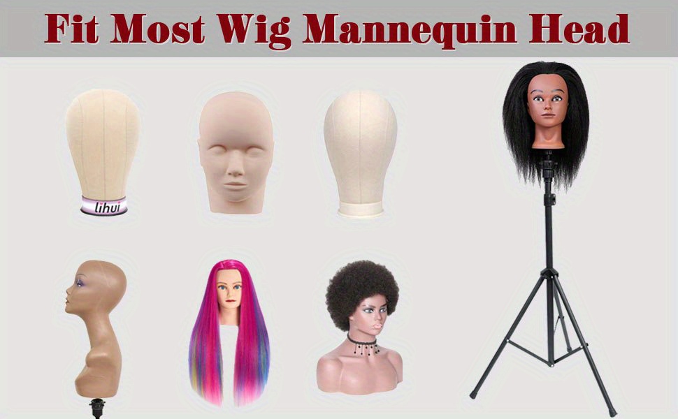 22 Inch Wig Head/Stand Tripod With Head, Canvas, Mannequin Head For Wigs, Manikin  Head Block Set