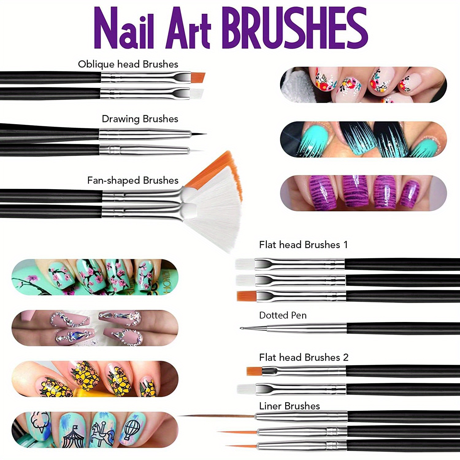 Nail Art Kit for Beginners, Nail Art Supplies With Nail Art Brushes, Nail  Dotting Tools, Nail Art Stickers, Nail Art Rhinestone, Nail Art Striping