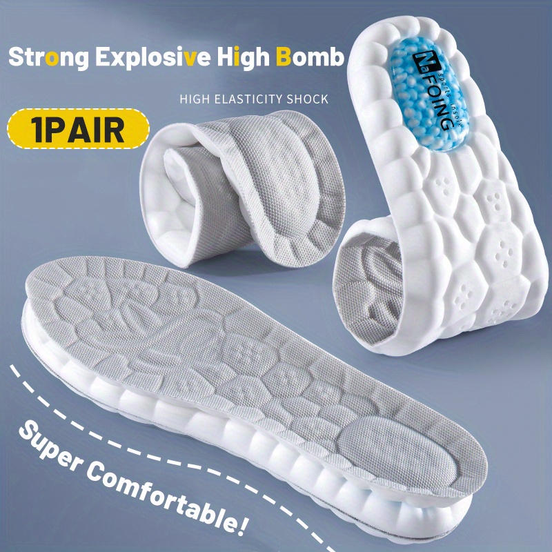 1 Pair New Upgrade Explosive Rice Capsules Sports Insoles for Shoes Sole Super Comfortable Lightweight Shock Absorption Breathable Running Insoles