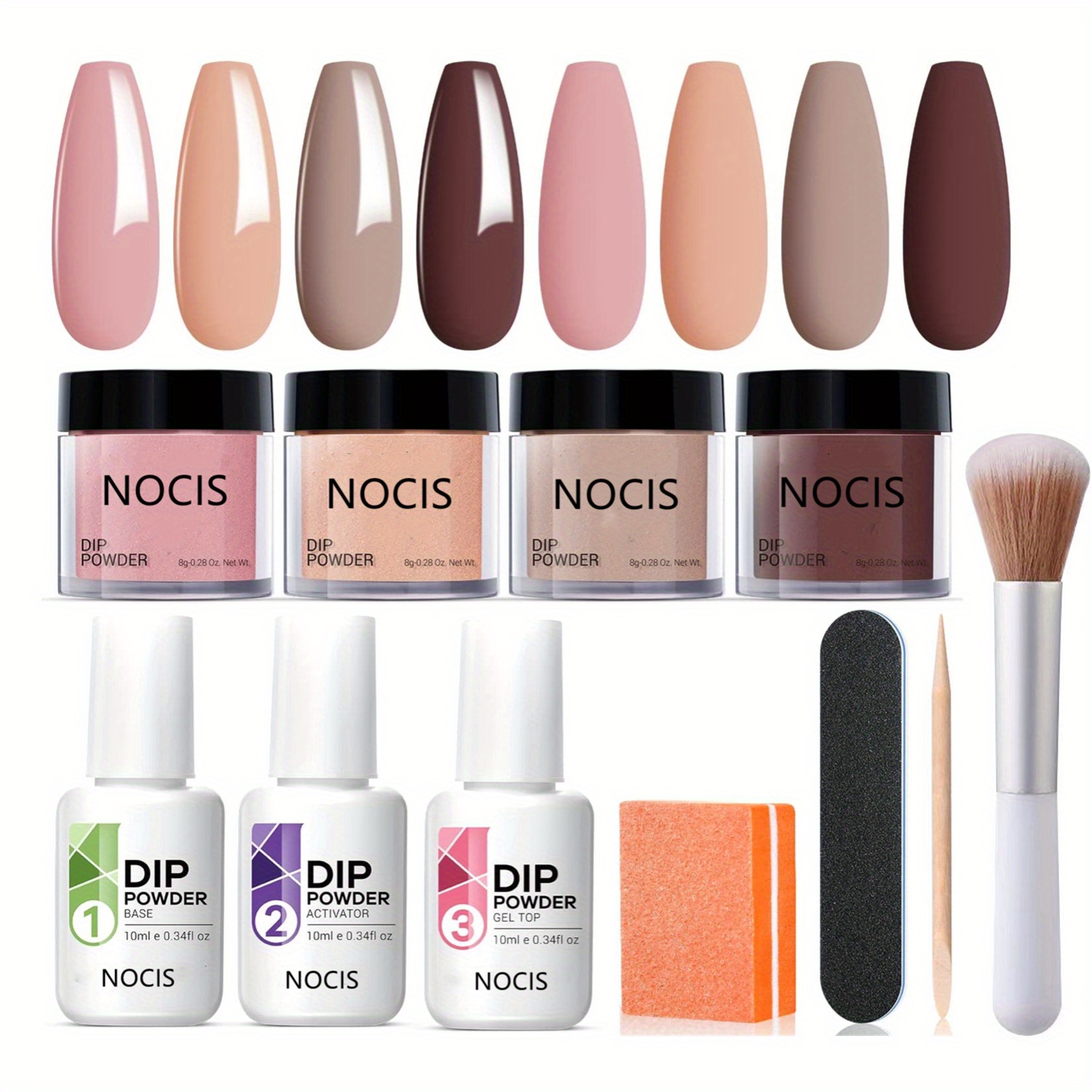 Dip Powder Nail Kit Starter 4 Colors Nude Brown Acrylic Temu