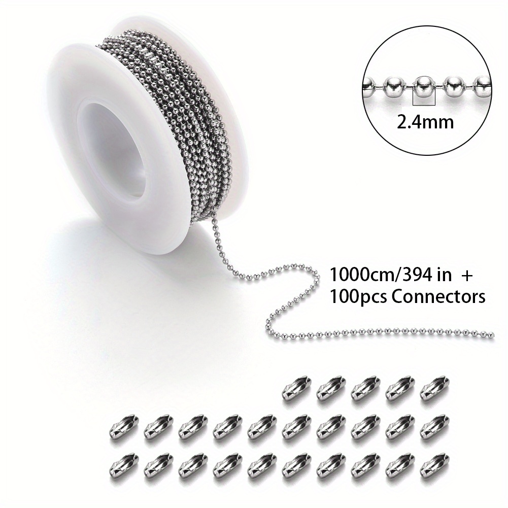 Or Silvery Stainless Steel Ball Chain Roll For Diy - Temu