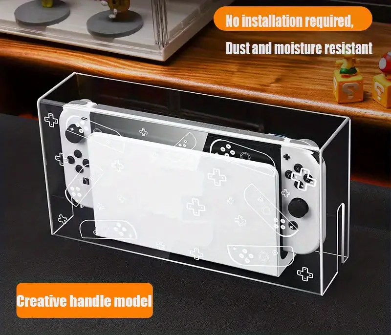 dust cover luminous base for switch oled special protective case for switch special transparent scratch resistant waterproof transparent acrylic protective case acrylic host protective case details 0