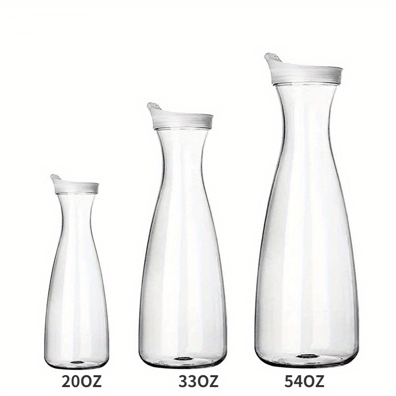 Efavormart Set of 3 | 34oz Clear Disposable Plastic Carafes with Lids, Water Pitcher Juice Jar Beverage Containers