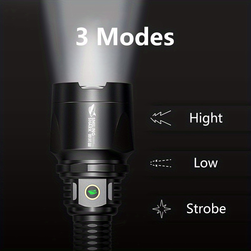 1pc High Lumens Rechargeable Flashlights 3 Lighting Modes Zoom