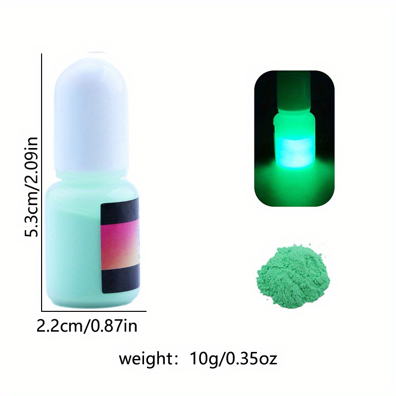 12 Colour Glow In The Dark Pigment Powder - Epoxy Resin Luminous Powder  Skin Safe Long Lasting Self Glowing Dye