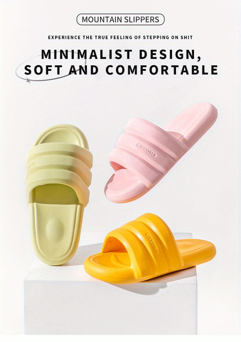 Women's Super Soft Pillow Slides, Solid Color Open Toe Quick Drying Eva  Shoes, Home Bathroom Cloud Slides - Temu