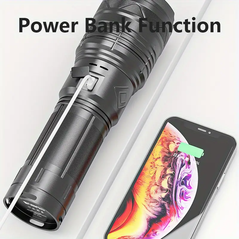 1pc rechargeable led flashlight super bright zoomable waterproof flashlight with batteries included 6 lighting modes powerful handheld flashlight for camping emergencies details 5