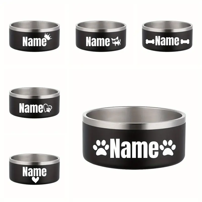 personalized bowls with name stainless steel pet bowl for small medium large dogs food and water custom names feeding bowl 16oz 64oz black Product details 0