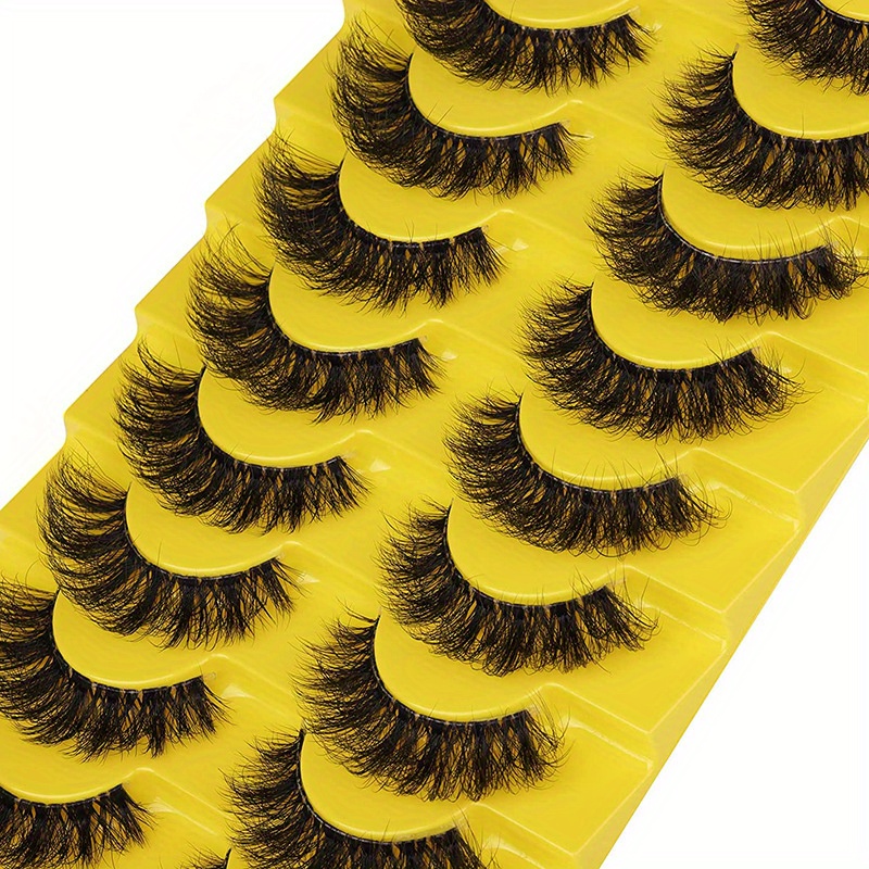 10 Pairs 3d Mink Lashes Fluffy Messy Soft Wispy Volume Natural Long False Eyelashes For Daily Party Stage Makeup Use